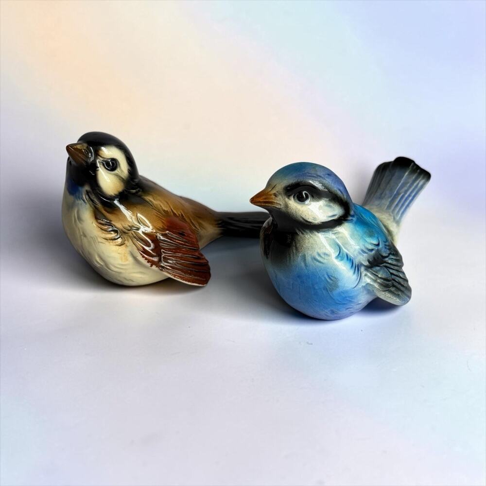 Vintage Goebel W Germany Bird Figurines Pair CV73 CV72 Porcelain Ceramic
